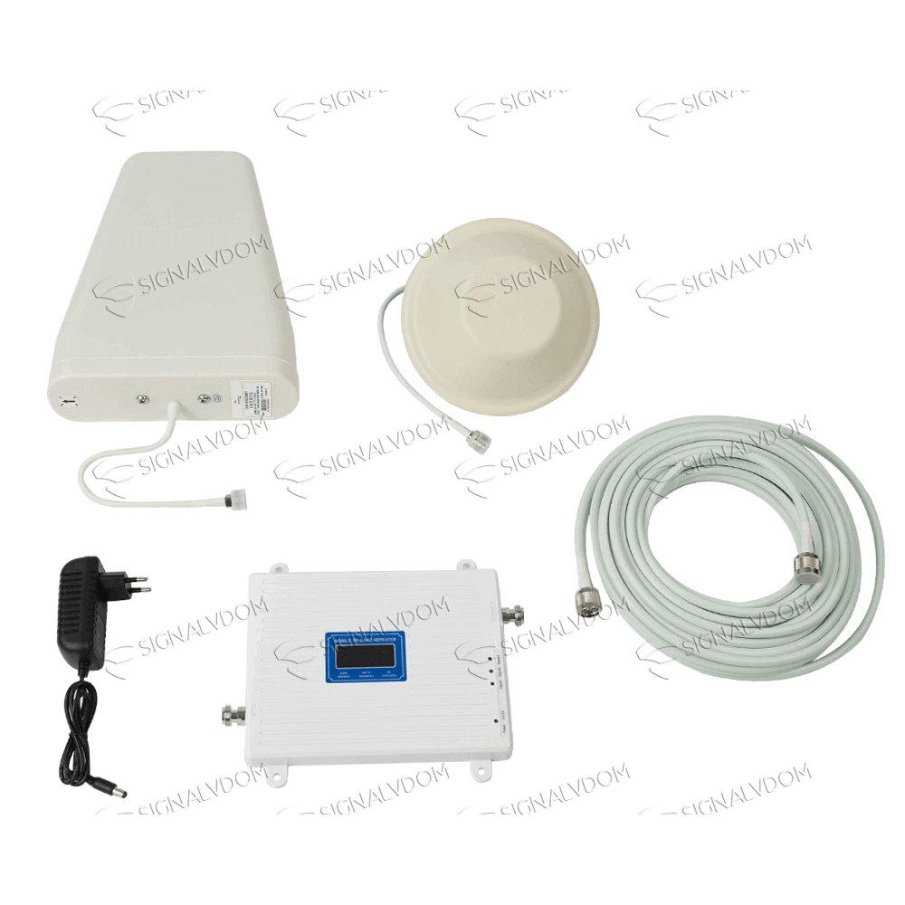 Усилитель сигнала Wingstel 900/2100/2600 mHz (для 2G/3G/4G) 65dBi, кабель 15 м., комплект